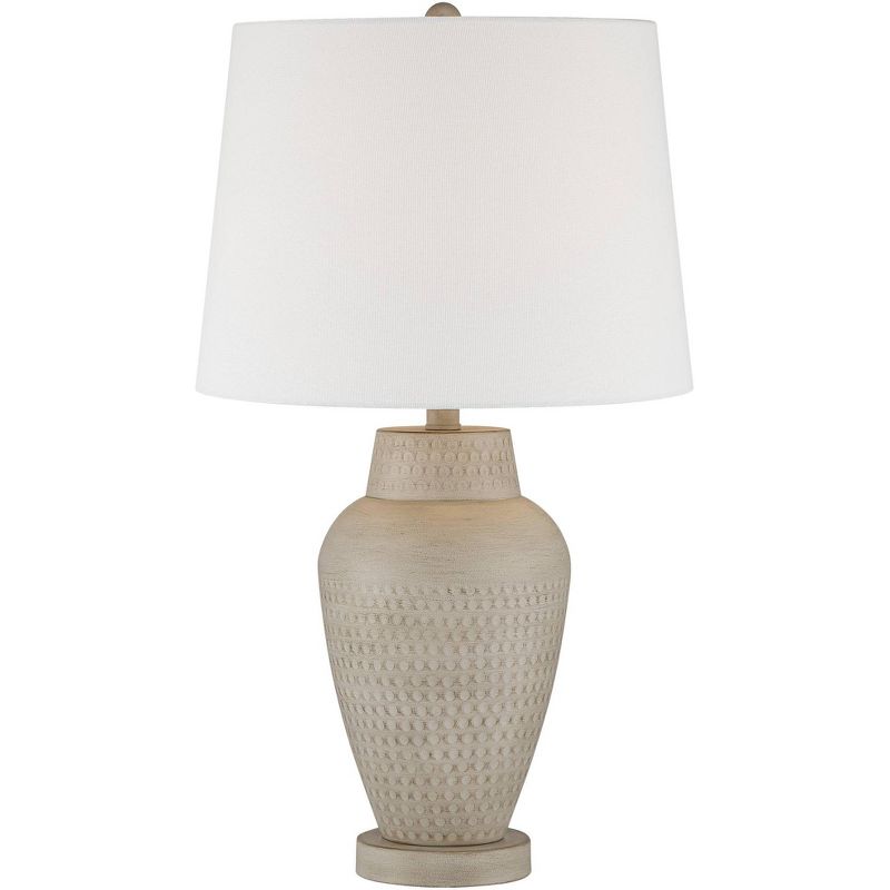 360 Lighting Rupert Rustic Farmhouse Table Lamp 24 3/4" High Beige Hammered Off White Linen Drum Shade for Bedroom Living Room Bedside Nightstand Home, 1 of 10
