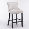 DOMETOUR Velvet Upholstered Wing-Back Barstools with Button Tufted DecorationBand Chrome Nailhead Trim Leisure Style Bar Chair Set of 2 - 2 of 4