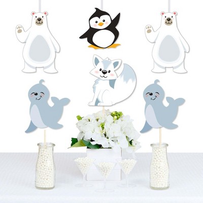 Big Dot of Happiness Arctic Polar Animals - Polar Bear Seal Penguin & Arctic Fox Decor DIY Winter Baby Shower or Birthday Party Essentials - Set of 20