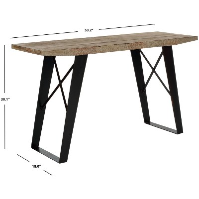 Transitional Waldo 53'' Black/Brown Wood and Metal Console Table with Storage