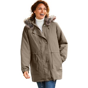Woman Within Plus Size Quilt-Lined Taslon Anorak - 1 of 4