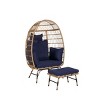 Patio Oversized Wicker Egg Chair,Outdoor Rattan Egg Chair With Ottoman And Cushions,PE Rattan Eoven For Backyard Balcony-Coolbibila - 3 of 4