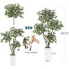 Artificial Ficus Tree,Tall Faux Floor Plant with White Tall Planter -Fake Plants for Home Decor Indoor with 3 Natural Trunks & White-Edged Leaves - 3 of 4