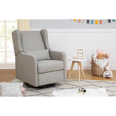 Arlo Performance Grey Linen Wood Swivel Recliner