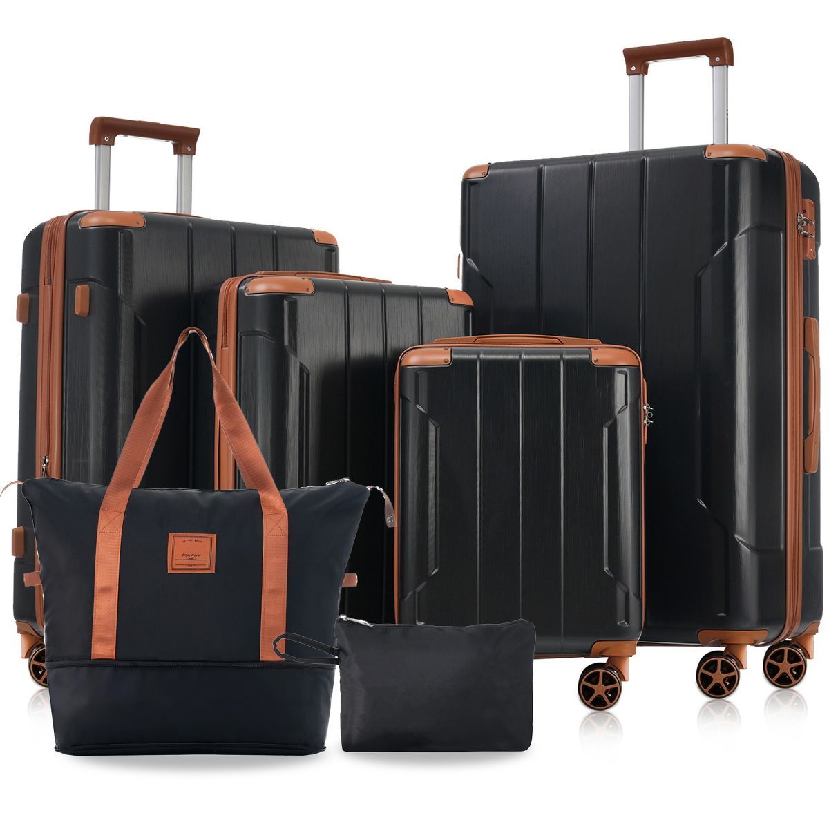 Polibi Luggage Set 6-Piece with 16 Inch, 20 Inch,24 Inch, 28 Inch Suitcases and a Duffel Bag, a Toiletry Bag