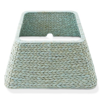 Casafield 22-Inch Water Hyacinth Christmas Tree Collar, Woven Tree Square Base Cover with Cord Cut Out, White