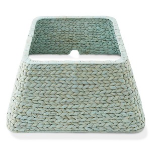 Casafield 22-Inch Water Hyacinth Christmas Tree Collar, Woven Tree Square Base Cover with Cord Cut Out, White - 1 of 4