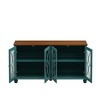 GDFStudio Rachel Modern 60" Wood Kitchen Storage Cabinet with Tempered Glass Doors - 2 of 4