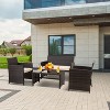 FIONECA Deluxe 4-Piece Patio Furniture Set ¨C Brown Rattan Outdoor Conversation Set with Beige Cushions & Table - 4 of 4