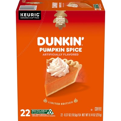 Dunkin' Pumpkin Spice Flavored Medium Roast Coffee Keurig K-Cup Pods - 22ct