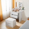 Gulches Makeup Vanity Desk, Vanity Mirror With Lights,3-in-1 Vanity Set with 3 Drawers,Compact Dressing Table with Hidden Stool,vanity desk - 2 of 4