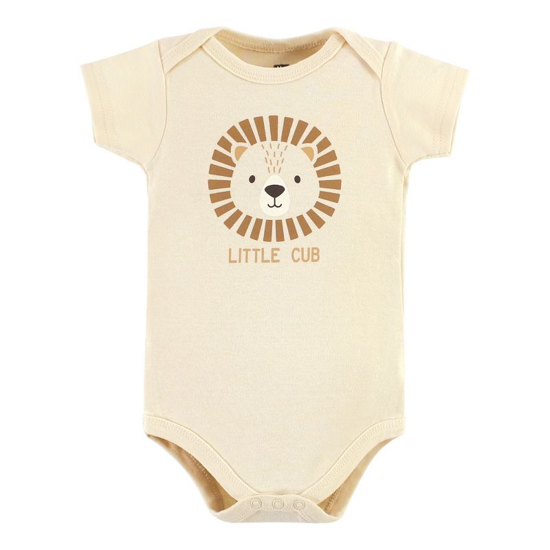 Hudson Baby Infant Boy Cotton Bodysuits, Brave Lion 5 Pack, 3 of 8