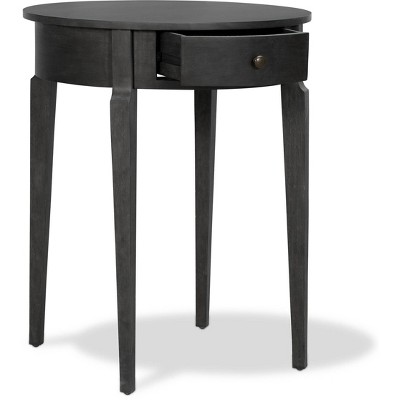 Elegant Charcoal Round Side Table with Storage Drawer