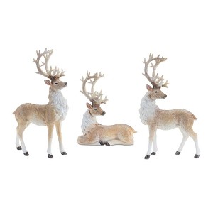 Melrose Glittered Deer Statue (Set of 3) - 1 of 4