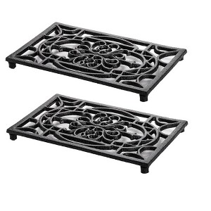 Itopfox Rectangle Cast Iron Trivet, Heat Resistant for Hot Dish Pot Pan Plate Teapot Decorative with Rubber Feet Pot Holders for Kitchen Dining Table - 1 of 4
