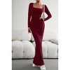 Women's Casual Long Sleeve Maxi Dress 2024 Fall Square Neck Soft Lounge Long Bodycon Dress - 2 of 4