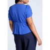 ELOQUII Women's Plus Size Shirred Sleeve Top With Buttons - 3 of 4