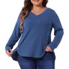 Agnes Orinda Women's Plus Size Long Sleeve V Neck Loose Fashion Buttons Tunic Blouse - 2 of 4