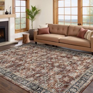 Washable Thin Carpet Area Rug, Stain Resistant, Reinforced Edges & Backing for Living Room, Bedroom, Entryway Gray - 1 of 4