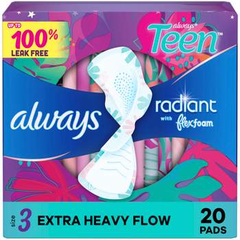 Always Radiant Size 3 Teen Unscented Pads - Extra Heavy - 20ct