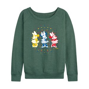 Women's - Disney - Mickey & Friends Lightweight French Terry Wide Neck Long Sleeve Shirt - 1 of 4