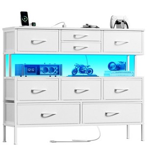 Hausource 9 Drawer Dresser 55" TV Stand Chest of Drawers with Charging Station, LED Light - 1 of 4