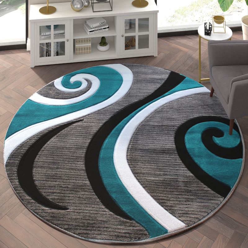 Emma and Oliver Accent Rug with Modern 3D Sculpted Swirl Pattern and Varied Texture Piling, 3 of 7