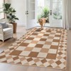 Washable Geometric Living Room Rugs, Checkered Print Soft Non Slip Bedroom Carpet, Stain Resistant Floor Cover for Dining Room Kitchen - 2 of 4
