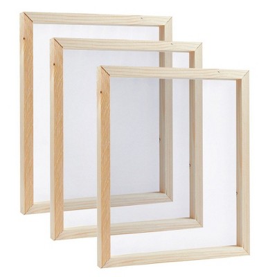 Juvale 3 Pack Wooden Printing Frame with Mesh Screen for T-Shirt, 10" x 12" x 0.75"
