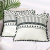 Unique Bargains Decorative Geometric Line Pattern Fringe Pompoms Throw Pillow Covers 2 Pcs - 2 of 4