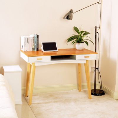 BENCMATE Desks, Desk of Modern Simple Style with Wood Tabletop and Drawers, Writing Study Work Table for Home Bedroom, Multicolored, 39.4"*19.7"*31.4"