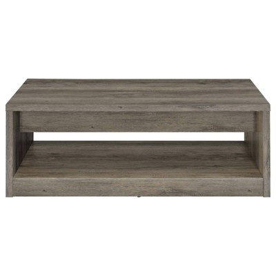 Rustic Gray Driftwood Rectangular Coffee Table with Storage