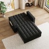 MAYEERTY 65 inch 3-in-1 Foldable Large Computer Desck Sofa Bed, Modern Velvet Double Sofa with Adjustable Backrest Storage Bag Pillow Black - 4 of 4