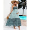Maternity Sleeveless Smocked Dress Summer Strapless Boho Flowy Tube Top Casual Maxi Dress For Photoshoot Baby Shower - 4 of 4