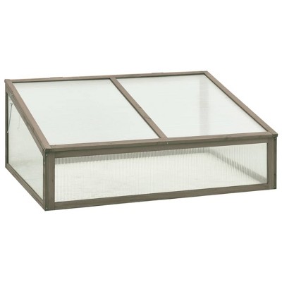 vidaXL Greenhouse Grey Solid firwood, PC board Small Collapsible