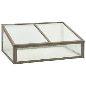 vidaXL Greenhouse Grey Solid firwood, PC board Small Collapsible - 1 of 4