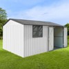 NicBex 10ftx12ft Outdoor Storage Shed with Hinged Door and Pent Roof Metal Garden Shed with Window for Backyard, Lawn, Gray+White - 3 of 4