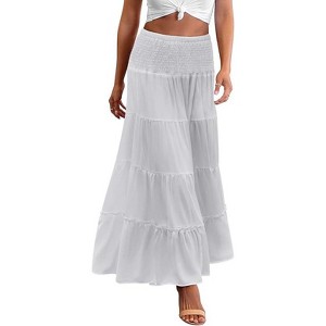 Zeagoo Women's Summer Elastic High Waist Boho Maxi Skirt Casual A Line Long Skirt - 1 of 1