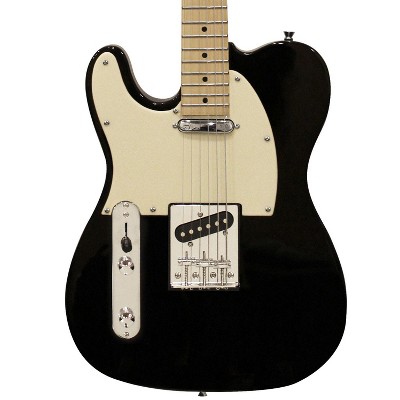 Sawtooth ET Series Left-Handed Electric Guitar, Black with Aged White Pickguard