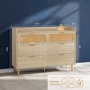 6 Drawer Rattan Dresser, Narrow Wicker Chest of Drawer with Railed Edge, Metal Legs - 2 of 4