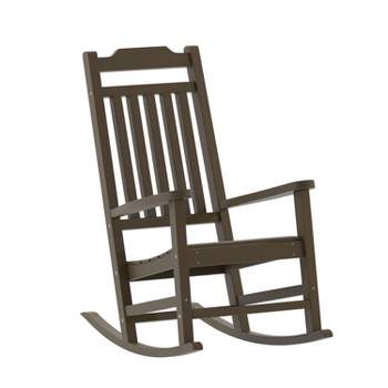 Emma and Oliver All-Weather Rocking Chair in Faux Wood - Patio and Backyard Furniture