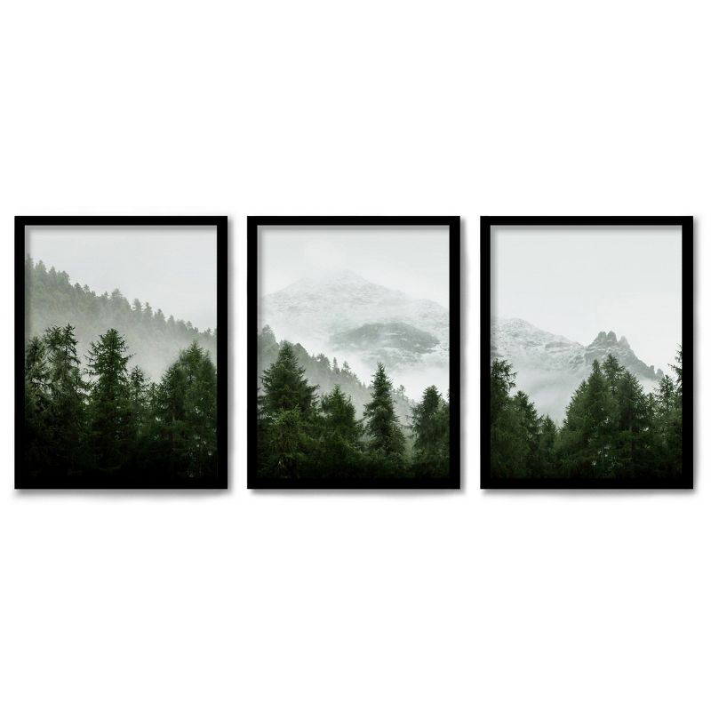 Americanflat Botanical Landscape (Set Of 3) Triptych Wall Art Green Mountain Mural By Tanya Shumkina - Set Of 3 Framed Prints, 1 of 6