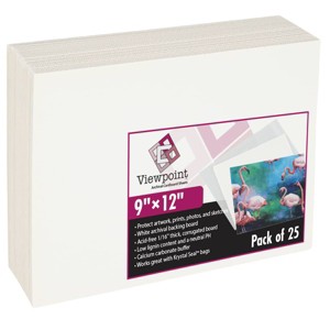 Viewpoint Foam Backing Assorted 1/8 in Thick 25-Pack, Acid-Free Pre-Cut Picture Frame Backing Board, Assorted Size Mat Board Sheets, WhitePolystyrene - 1 of 4