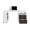 Vynxaria Extendable Desk - White/Dark Walnut, 2 Large Drawers, Open Shelving, Durable Casters, Manufactured Wood - 2 of 4