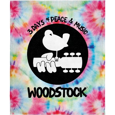 Woodstock Blanket 3 Days of Peace and Music Tie Dye Fleece Throw Blanket