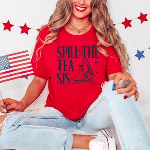 Simply Sage Market Spill The Tea Sis Boat Short Sleeve Tee - 1 of 4