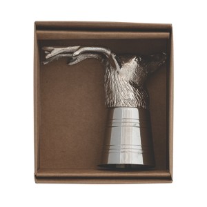 Storied Home 2-Ounce Cast Aluminum and Stainless Steel Deer Head Shot Glass in Kraft Box, Nickel Finish - 1 of 1