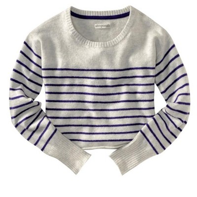 Aeropostale Womens Long Sleeve Opposite Stripe Knit Sweater