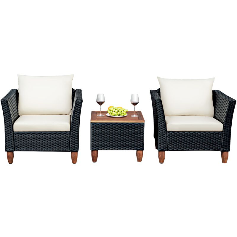 Tangkula 3-Piece Wicker Patio Furniture Set Outdoor Conversation Set w/ Cushions & Coffee Table, 1 of 11