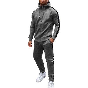 COOFANDY Tracksuit Mens with Zipper Pockets Full Zip Hoodie Sweatsuit 2 Pieces Running Jogging Sports Casual Sweat Suits - 1 of 4